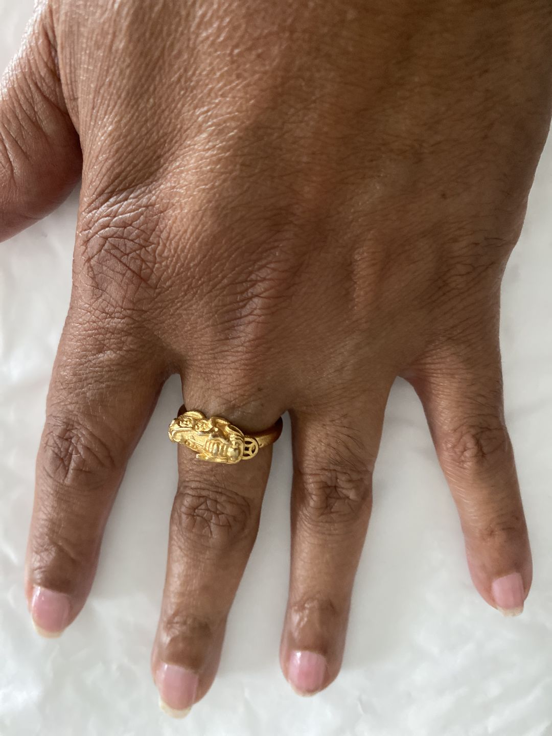 Customer photo review of Adjustable Lucky Gold Piyao Ring