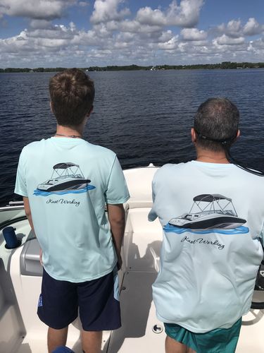 Customer photo review of Dri-Fit Short Sleeve Custom Boat Shirts (Front & Back)