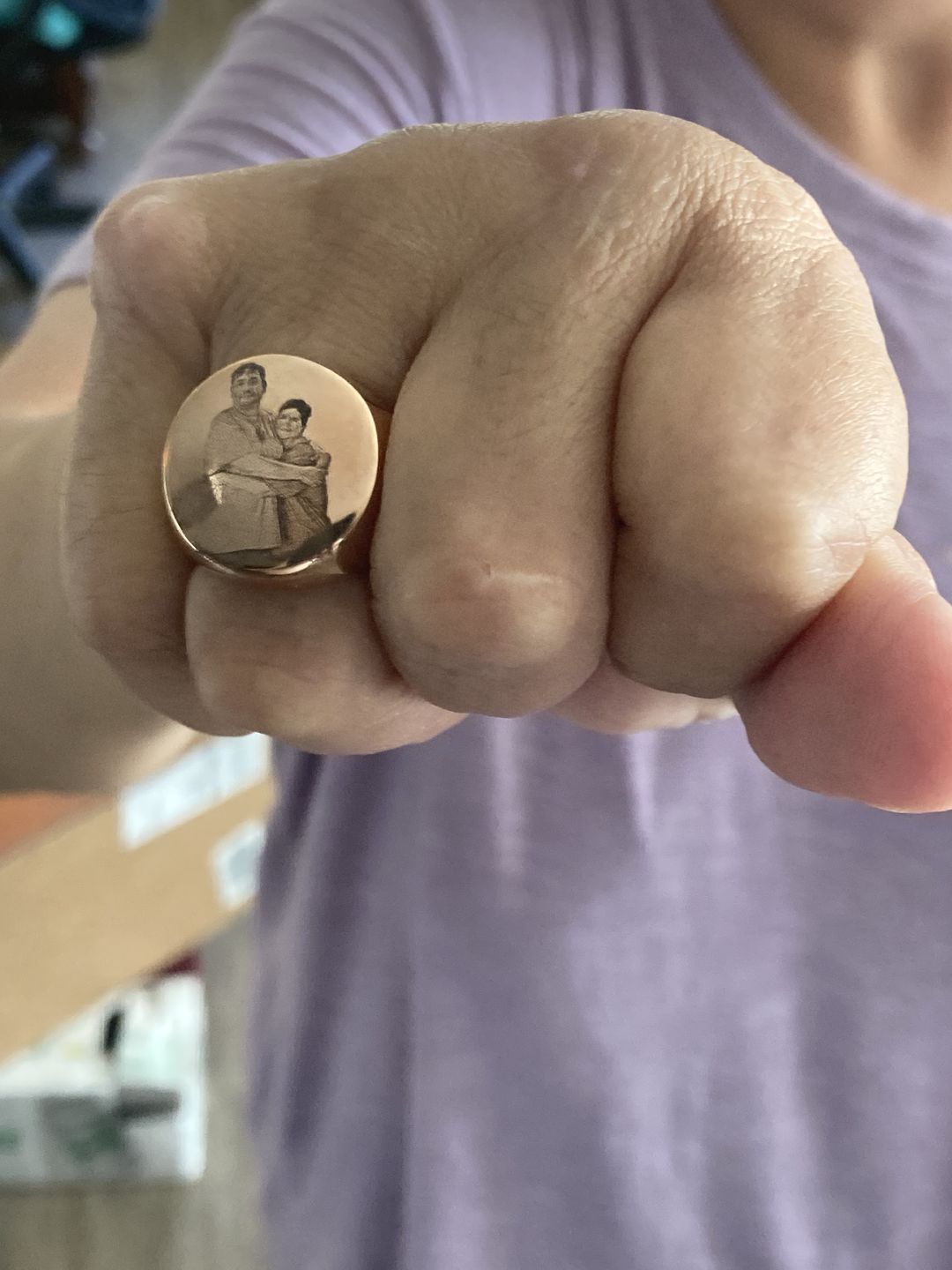 Customer photo review of Photo Ring in 18K Gold & Silver