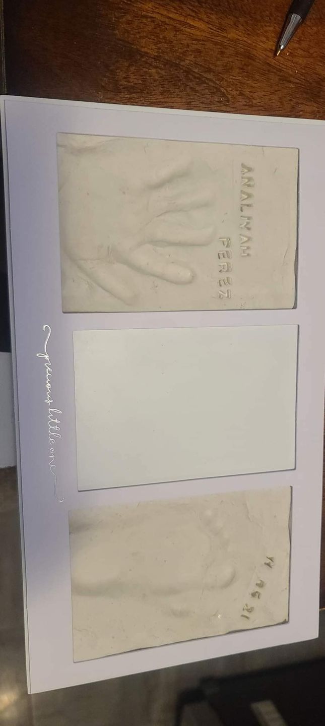 Customer photo review of Baby Handprint & Footprint Keepsake Duo Frame
