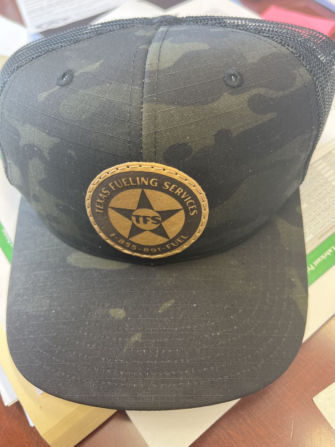 Customer photo review of Richardson 862 Camo Custom Leather Patch Hat