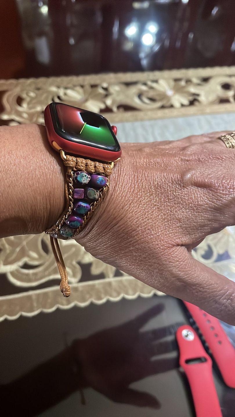 Customer photo review of Moonlight Jasper Apple Watch Strap