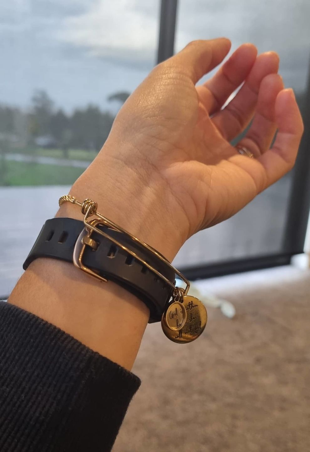 Customer photo review of God is Within Her, She Will Not Fail Bracelet