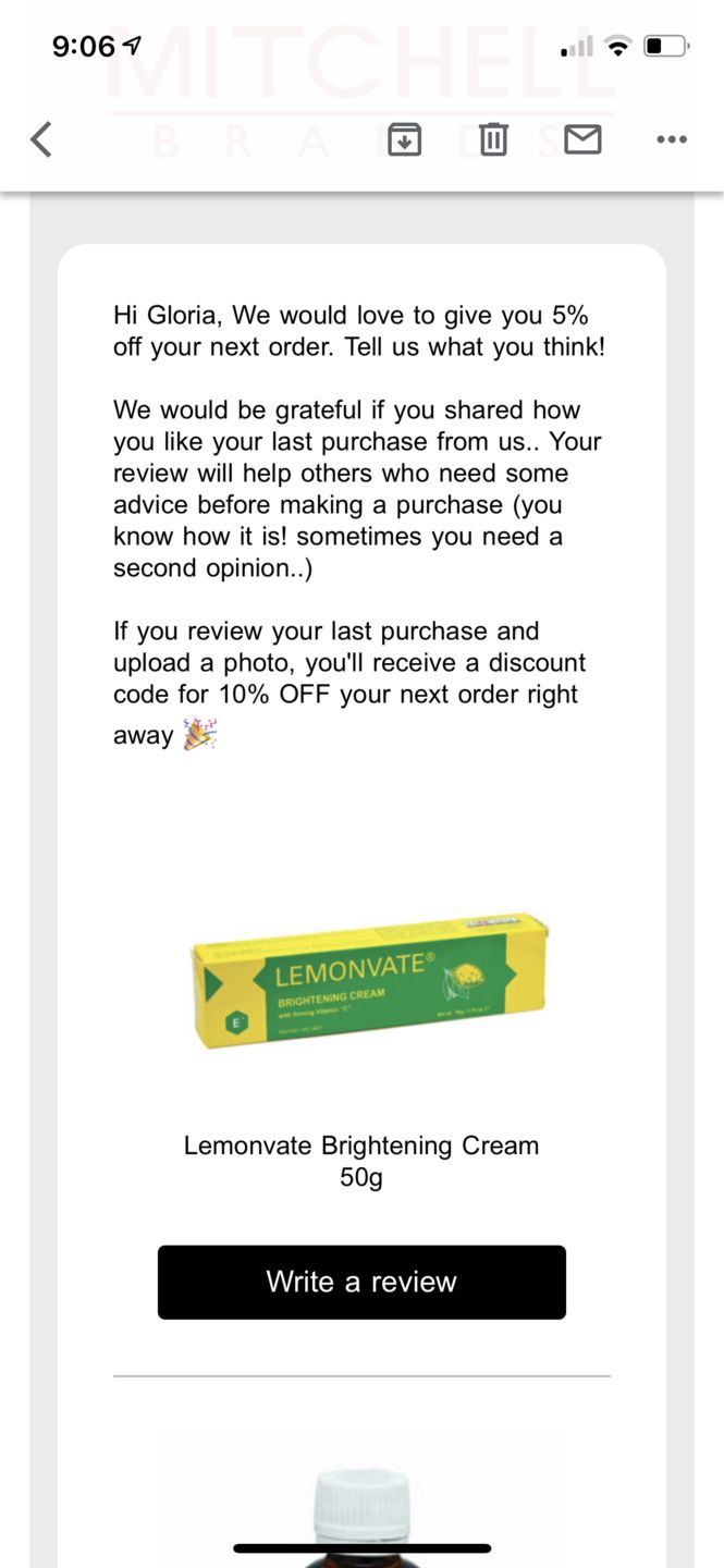 Customer photo review of Lemonvate Brightening Cream 50g
