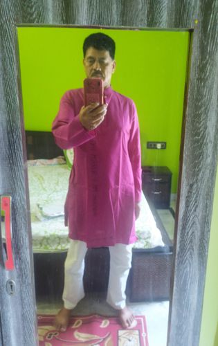 Customer photo review of Men's Soft Red Long Kurta - EX60011