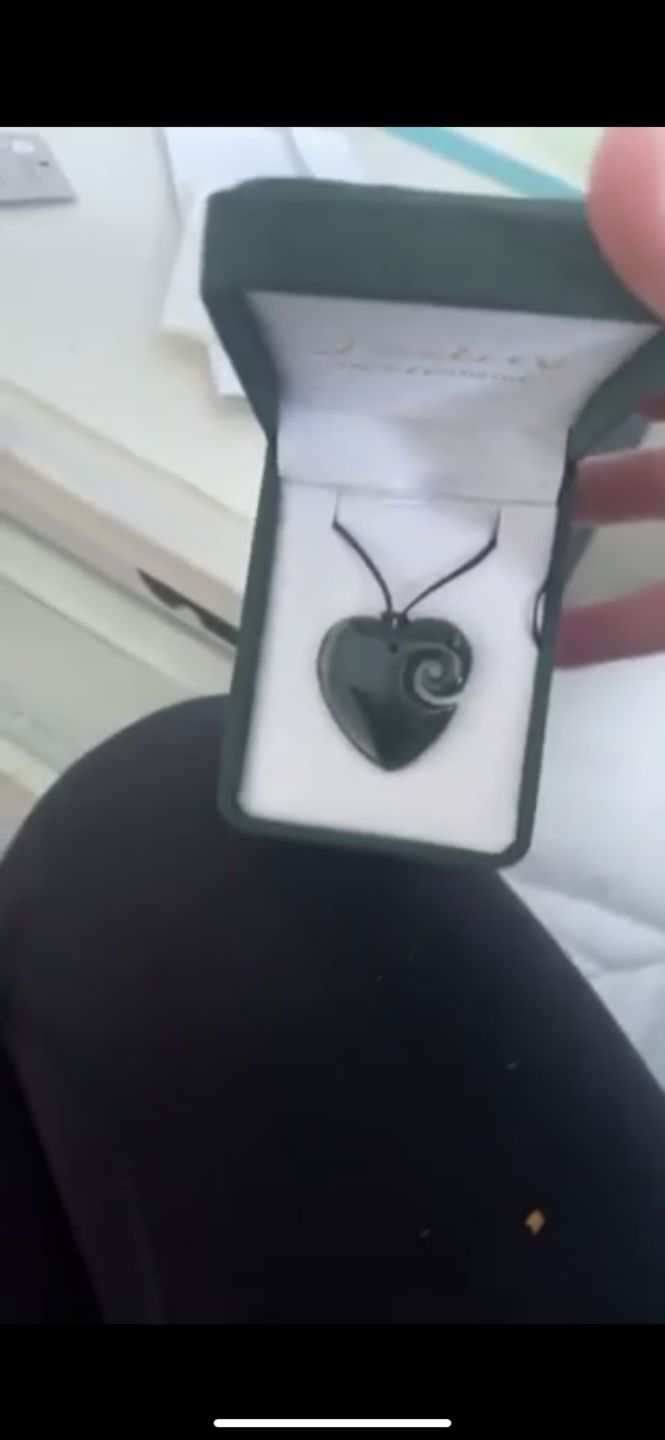 Customer photo review of Genuine NZ Greenstone Heart with Koru Necklace
