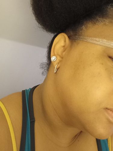 Customer photo review of Silver Twist Hoop Earrings