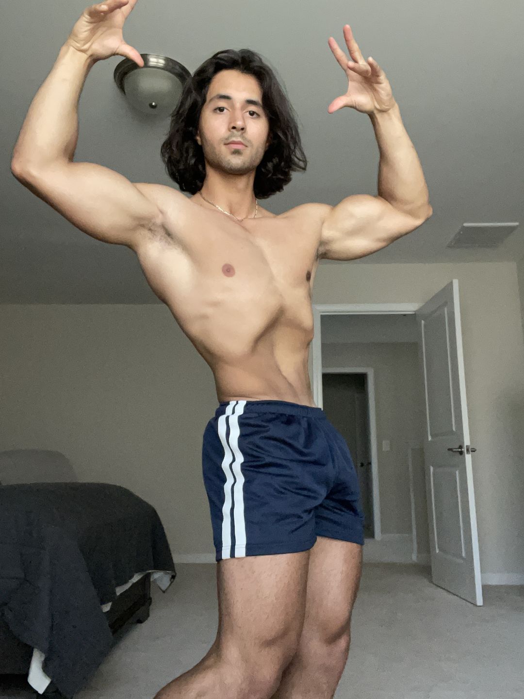 Customer photo review of Tracksuit Style Navy Shorts