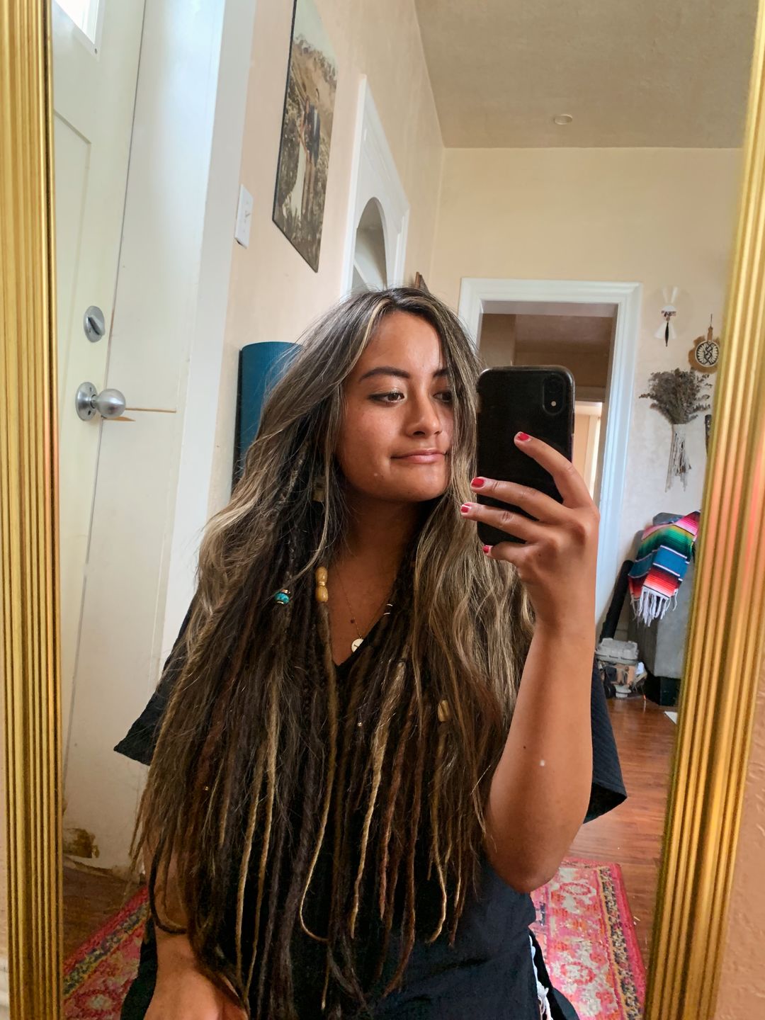 Customer photo review of Dark Brown  - (1 pack of 5 Dreads)