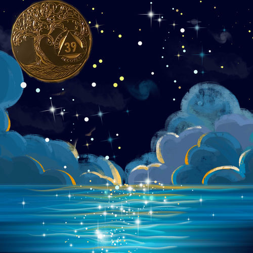 Customer photo review of 1 to 65 Year Sobriety Mint Twisted Tree of Life Gold Plated AA Recovery Medallion/Chip/Coin - Black