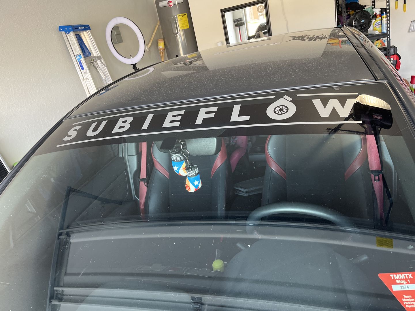 Customer photo review of SubieFlow Windshield Banners
