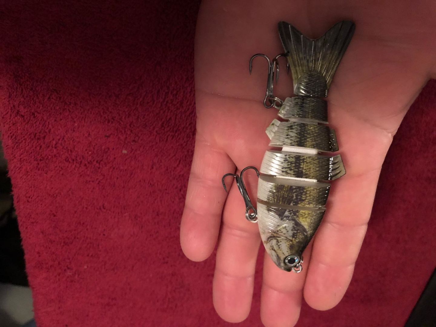 Customer photo review of Swimmax Fishing Lures | Six-Segmented | BKK Hook | Rattling Gurgling | Heavy-Duty Dyneema Fiber | 3 Pcs | For Bass & Trout & Walleye & Crappie