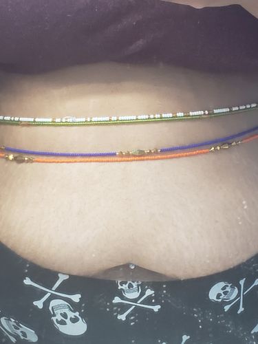 Customer photo review of Extended Length 60 Inch Eternal Green Tie On Waist Beads