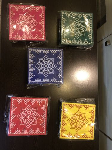 Customer photo review of Lotus Rangoli Wooden Stand / Hridaya Kamalam Kolam Manai / For Lamps / Deities/ Decoration- 6 Inches