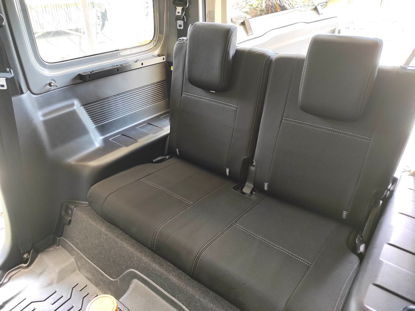 Customer photo review of Suzuki Jimny Neoprene Rear Row Seat Covers (Available)