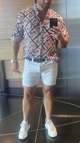 Customer photo review of Mens See Through Stained Glass Print Shirt SKUJ16848