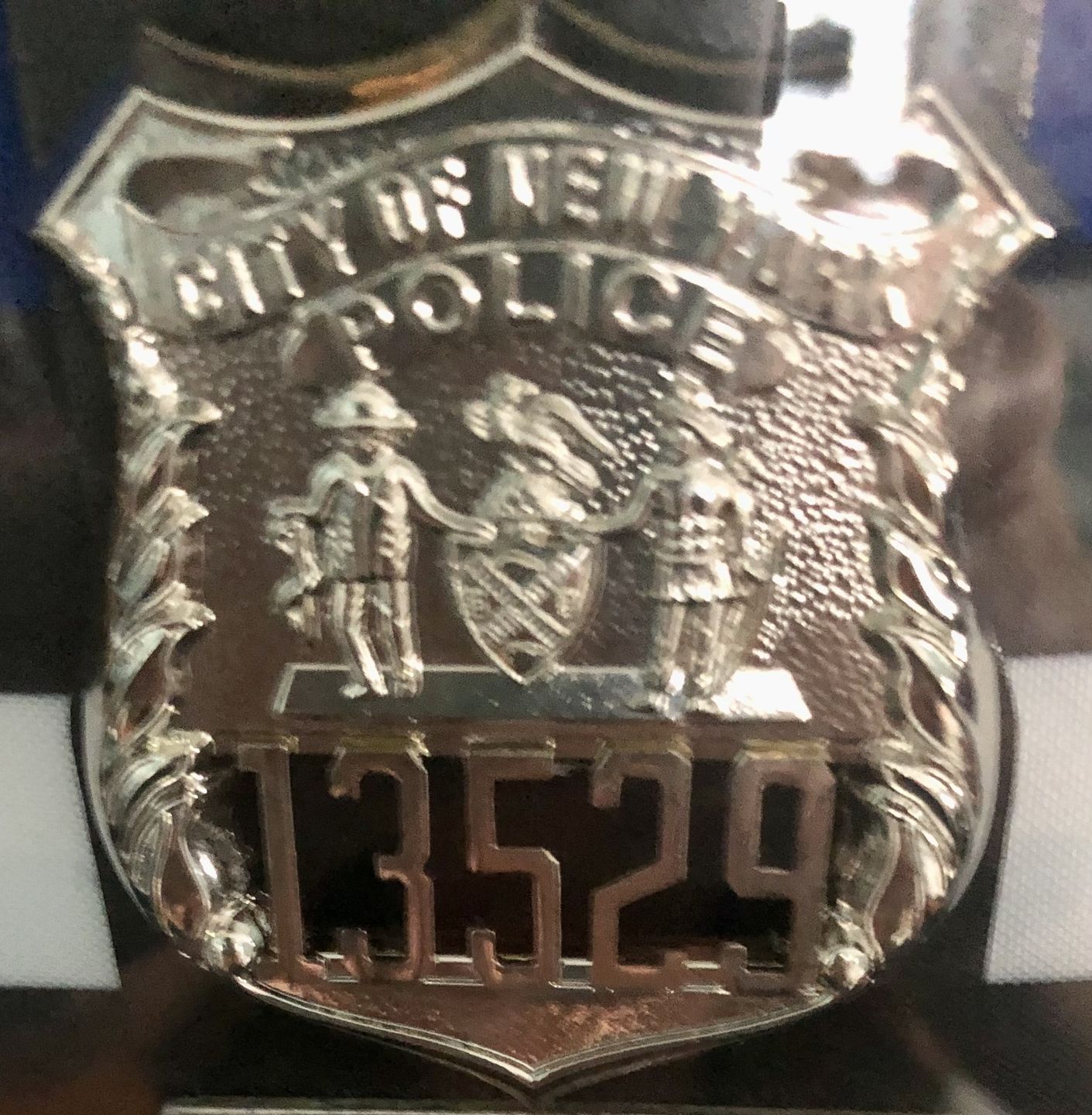 Customer photo review of NY New York Police Officer Badge Replica Movie Props *Customizable Badge Number*