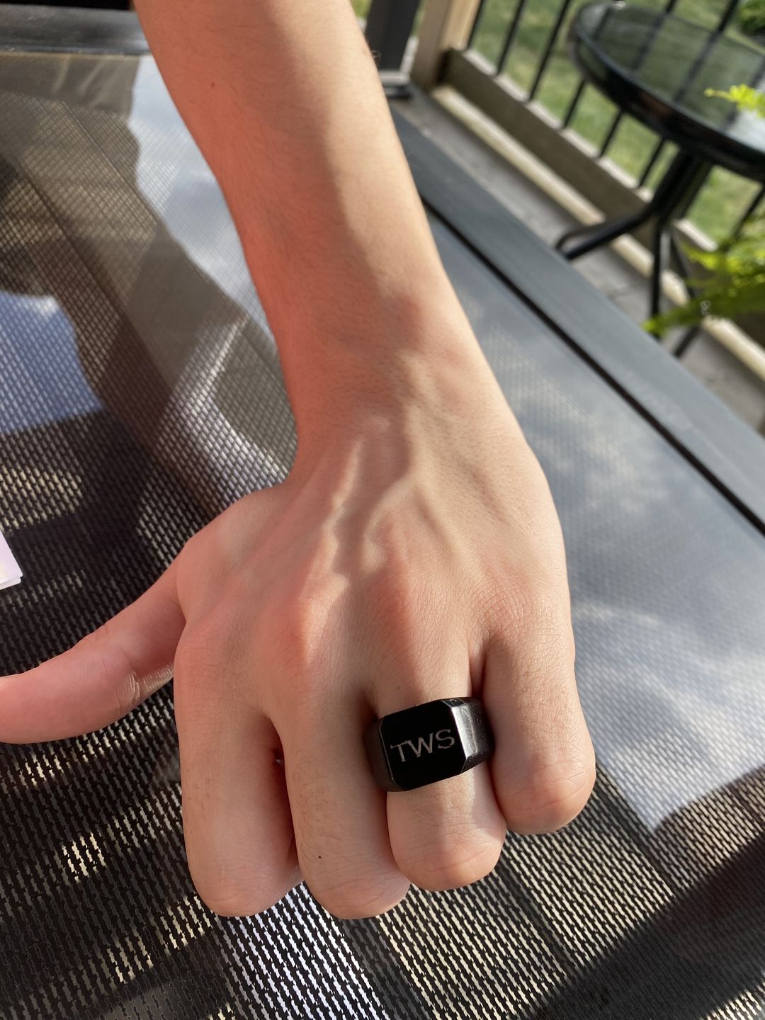 Customer photo review of Matte & Shiny Engravable Signet Ring