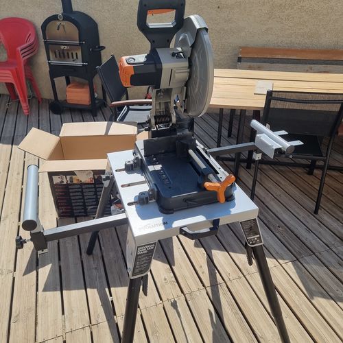 Customer photo review of Pack Evolution : Scie à tronçonner 355mm R355CPS avec Lame multi-matériaux TCT + Support pour Scie à tronçonner