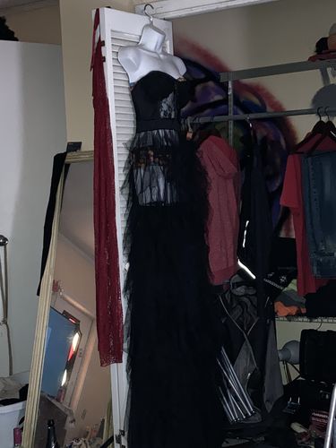 Customer photo review of Solid Color Party Tiered Ruffles Maxi Dress