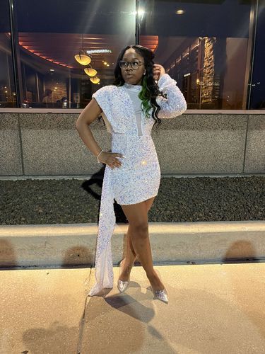 Customer photo review of Sequined Party Cut Out Mini Dress