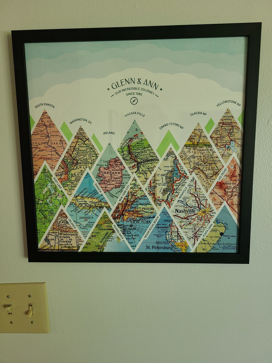 Customer photo review of Personalized Summit Mountain Map Print
