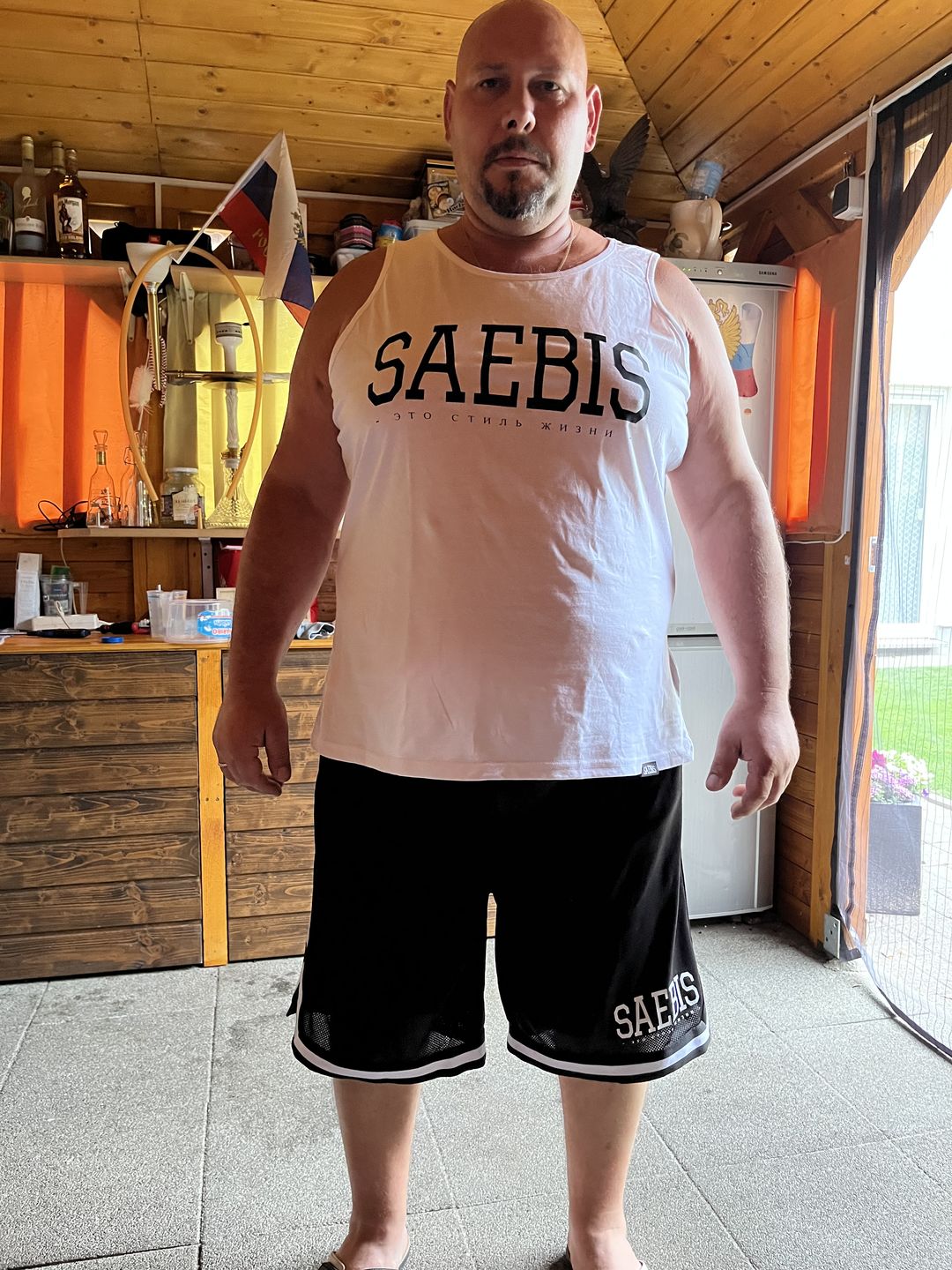 Customer photo review of Lifestyle Herren Shorts schwarz mit weißen Streifen by SAEBIS®