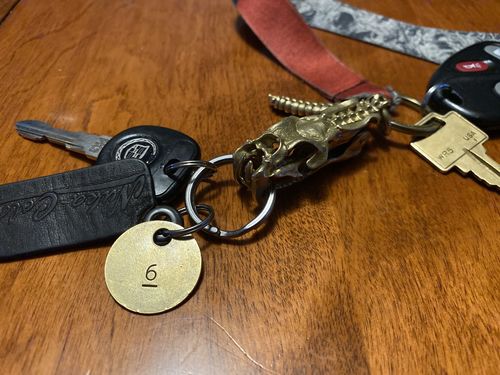 Customer photo review of Brass Rattlesnake Keychain