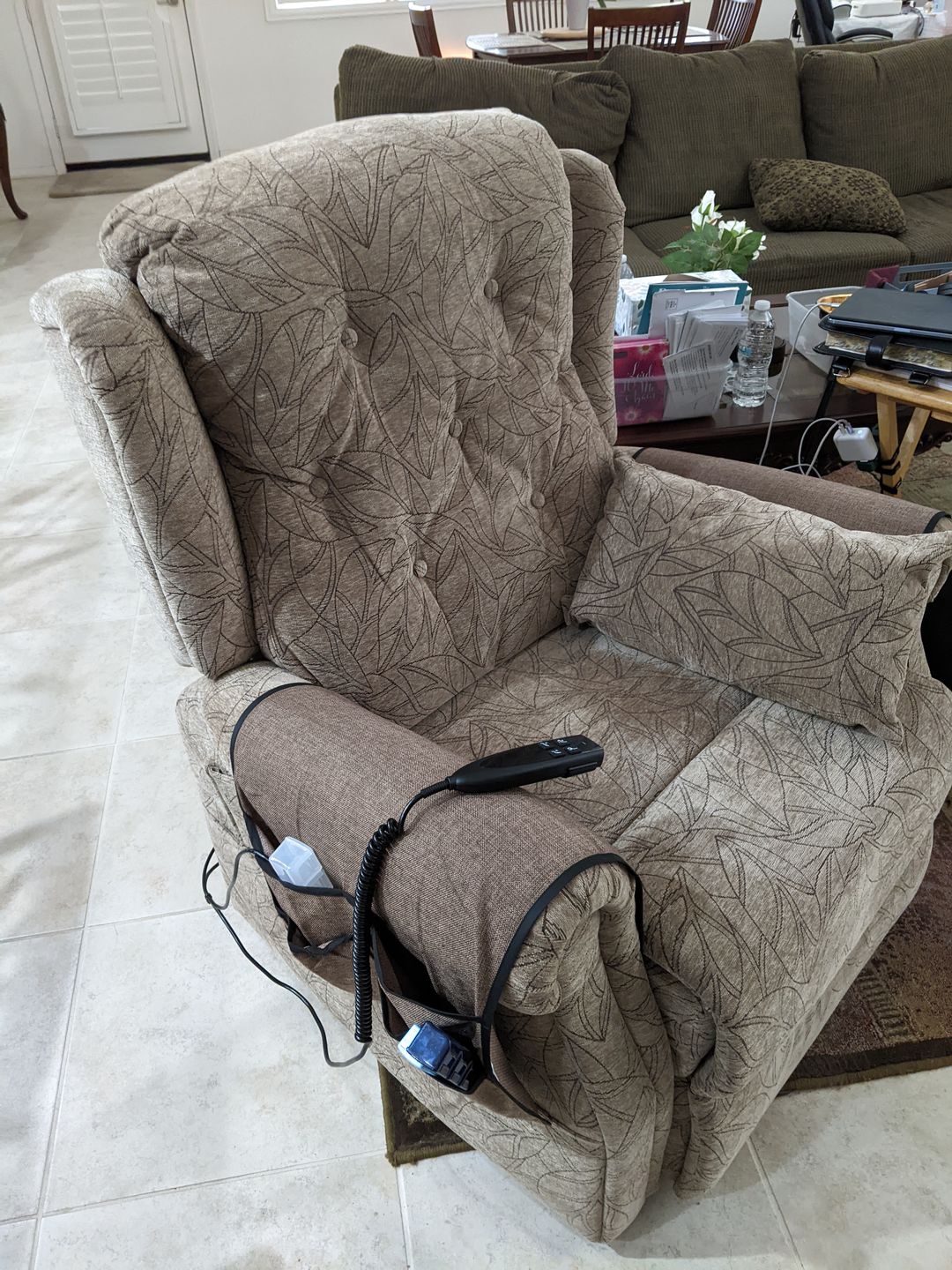 Customer photo review of 9199 Power Lift Recliner With Heat&Massage(Medium, Jacquard Chenille Light Brown)