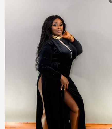 Customer photo review of Solid Color Party Embroidery Neck Irregular Maxi Dress