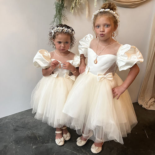 Customer photo review of Summer Beige Girl Birthday Party Princess Dress
