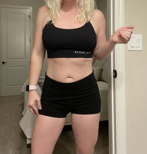 Customer photo review of Black Ribbed Sports Bra