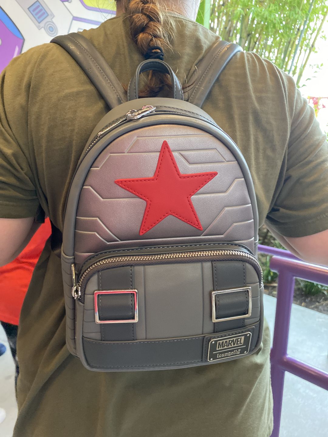 Customer photo review of Loungefly Marvel Winter Soldier Cosplay Mini Backpack - July Preorder
