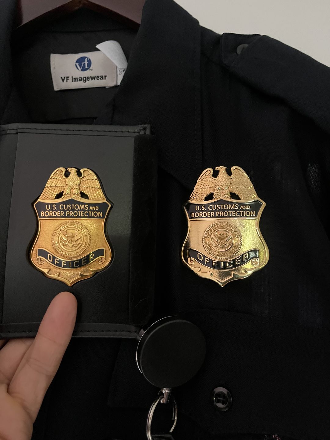 Customer photo review of US CBP Officer Customs and Border Protection Badge Solid Copper Replica Movie Props