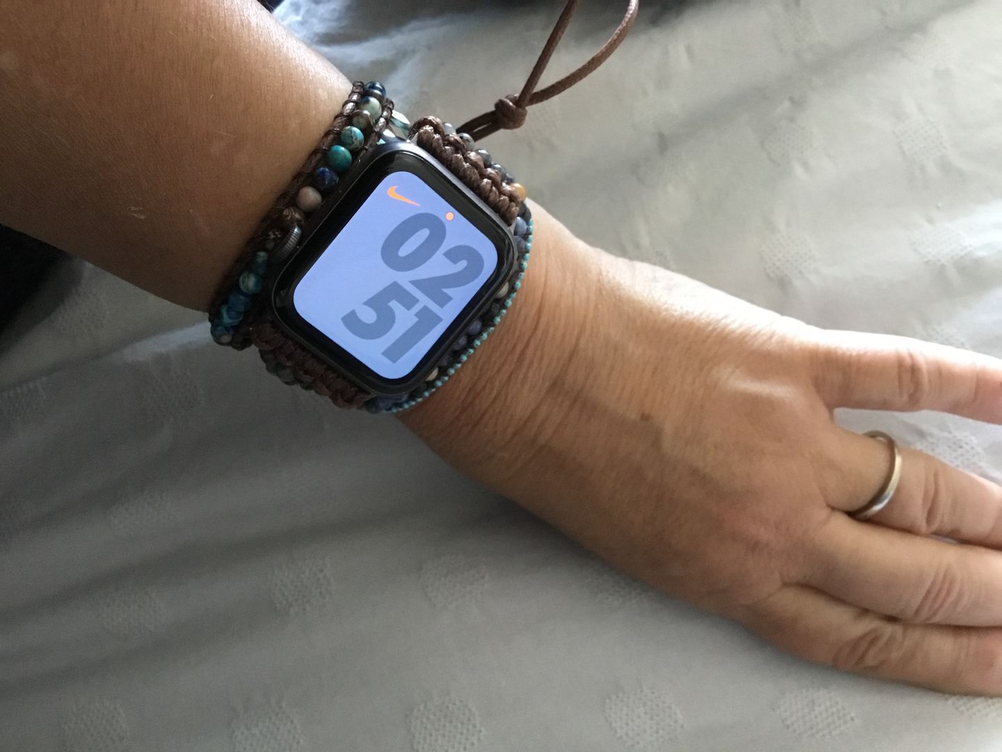 Customer photo review of Serene Ocean Apple Watch Strap
