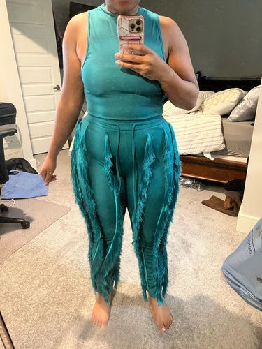 Customer photo review of Tassels Patchwork Pretty Drawstring Pant Suit
