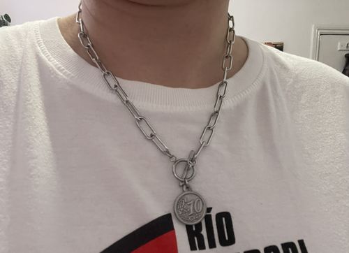 Customer photo review of 10 Cent Toggle Necklace - Silver