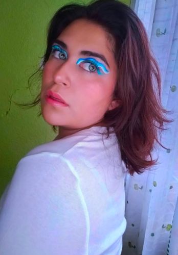 Customer photo review of Rich Girl Blue Colored Contact Lenses