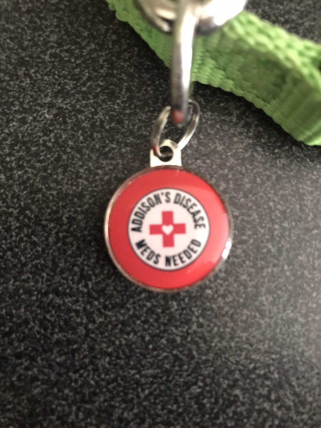 Customer photo review of Addison's Disease Dog Tag