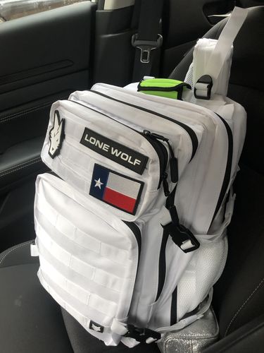 Customer photo review of Gen 3 White 45L Backpack