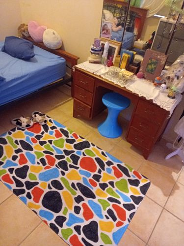 Customer photo review of Colorful Cow Print Area Rug