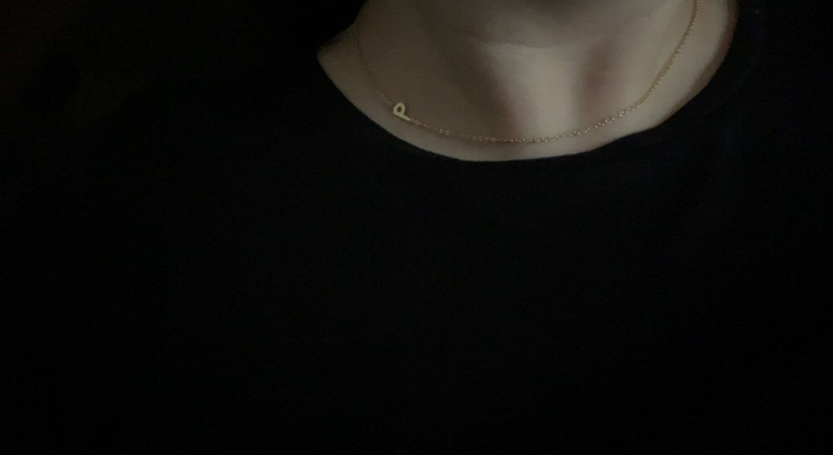 Customer photo review of Sideways Initial Letter Necklace