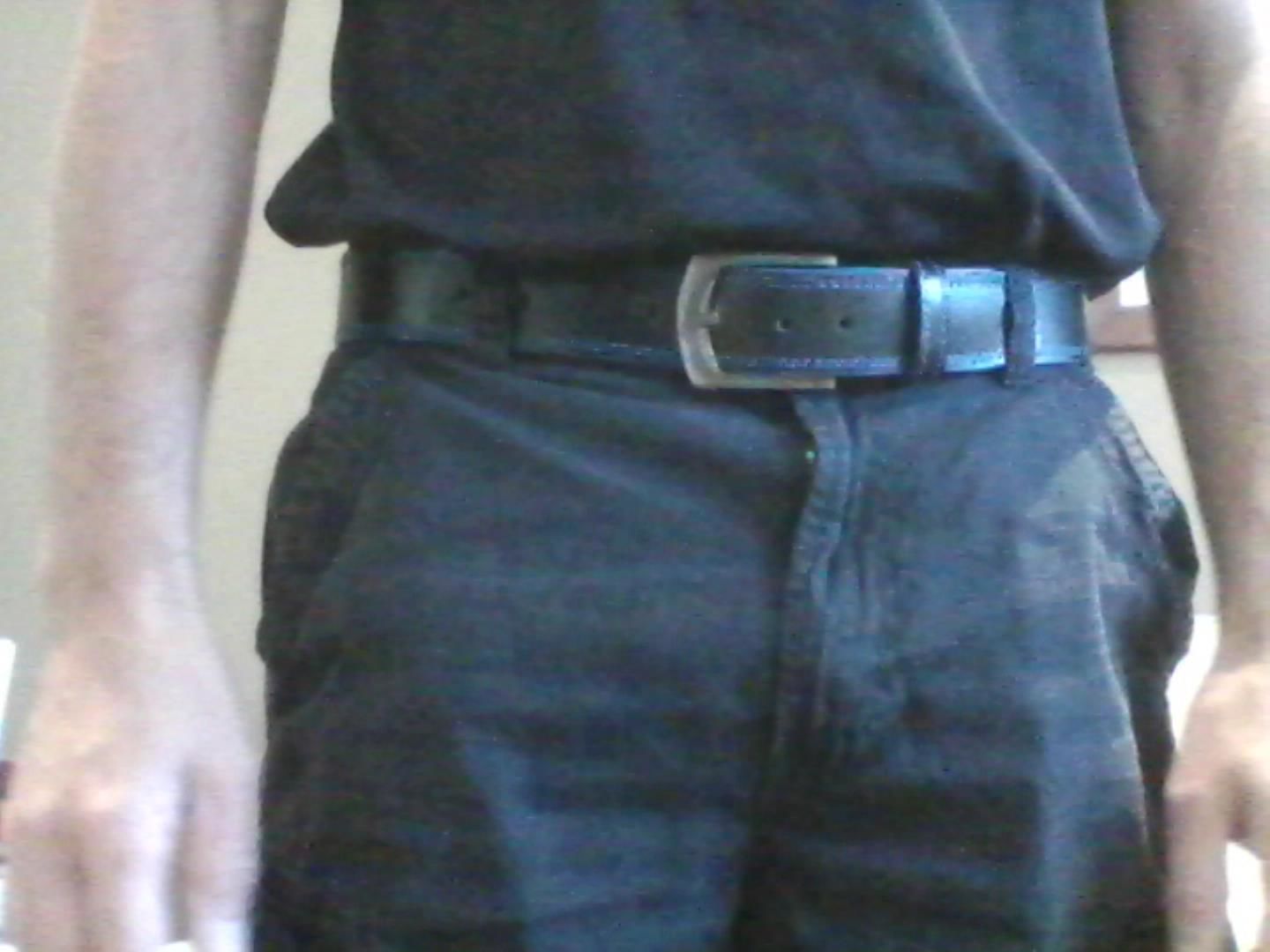 Customer photo review of The Poseidon Belt - Black Full Grain Leather Belt with Blue Stitches