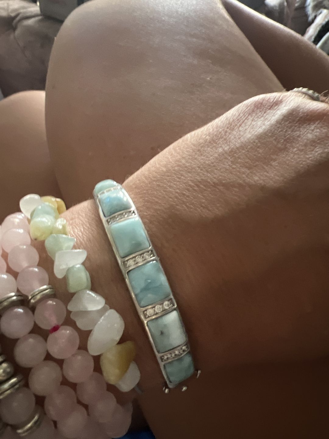 Customer photo review of Larimar Ocean Bracelet
