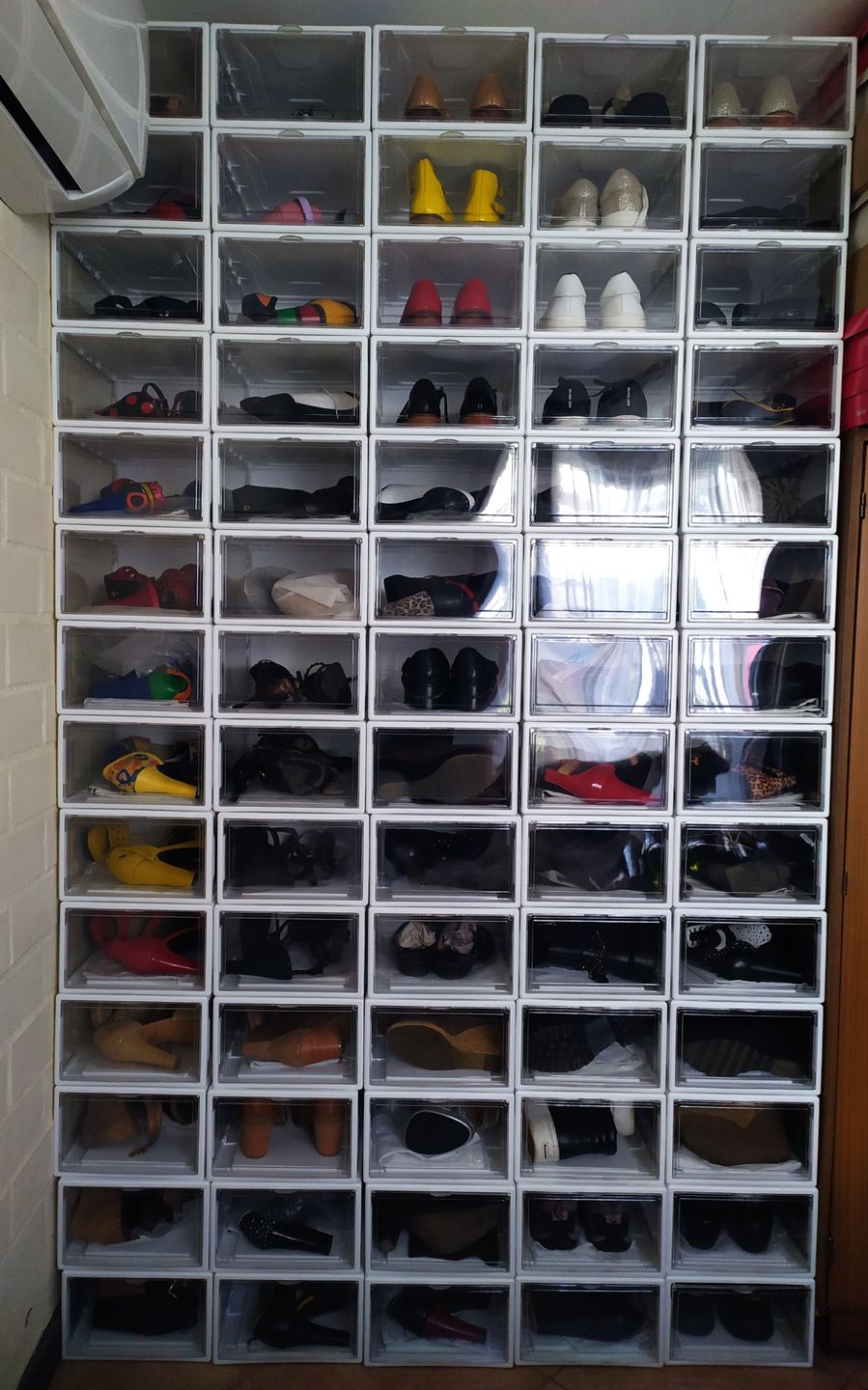 Customer photo review of Set 10 Cajas Organizadoras de Zapatos Blanco Transparente