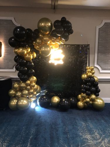 Customer photo review of Black Shimmer Wall Panels – Easy Setup Wedding/Event/Theme Party Decorations
