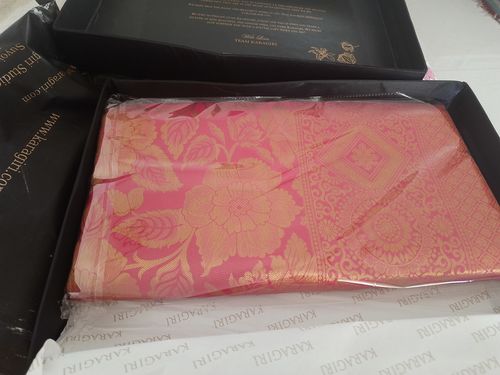Customer photo review of TARA SUTARIA in Punch Pink Woven Kanjivaram Saree