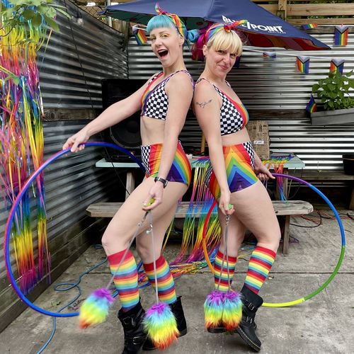 Customer photo review of Rainbow Mate Booty Shorts Set