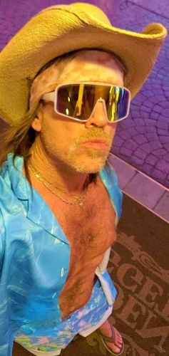 Customer photo review of Green And Black Cheetah Print Men's Short Sleeve Shirt