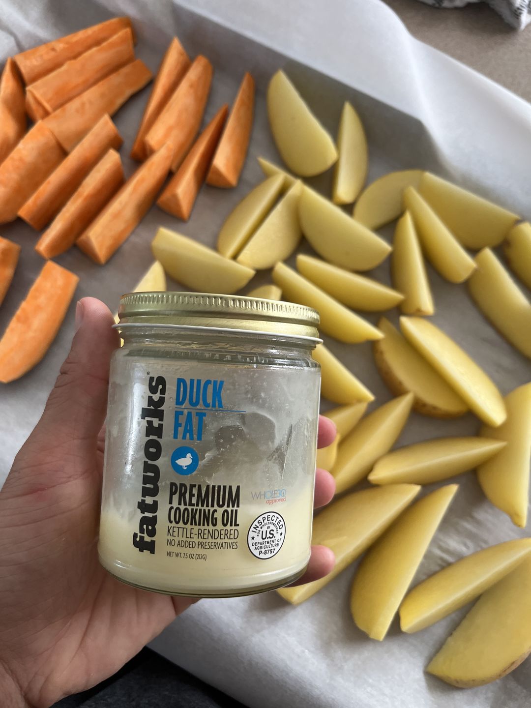Customer photo review of Cage Free Duck Fat (14 oz)